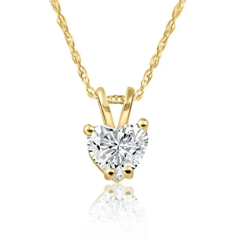 1/2 Ct Heart Shape Diamond Solitaire Necklace 14K Pendant Lab Grown 1