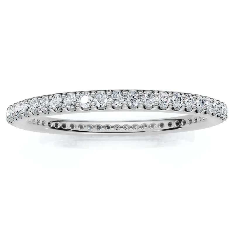 1/2 Ct Lab Grown Diamond Ex3 Eternity Ring Womens Bad 14K White Gold 1