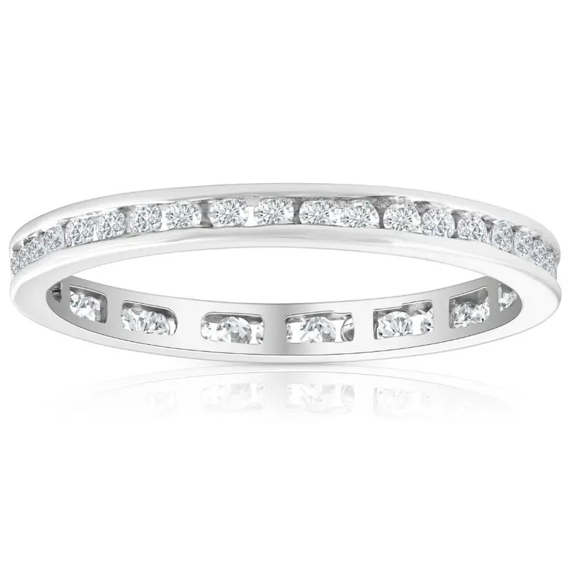 1/2 Ct Round Diamond Ladies Eternity Wedding Ring 10K White Gold 1