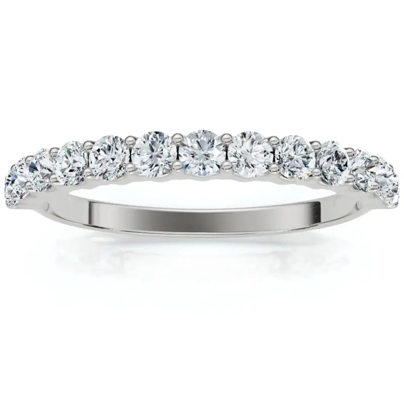 1/2 Ct Tdw Diamond Wedding Ring Stackable Womens Anniversary Band 14K White Gold 1
