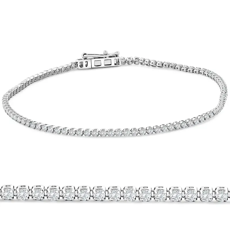 1.23Ct Diamond Lightweight 7" Tennis Bracelet 14K Gold Lab Grown 1