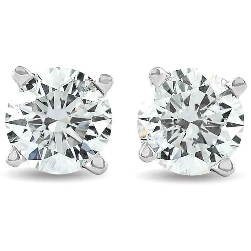 1.25 Ct Solitaire Diamond Stud 4 Prong Earrings 14K White Gold Enhanced 1