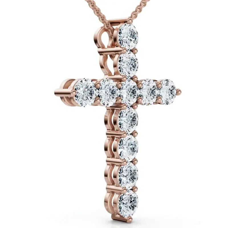 1.25Ct Diamond Cross 14K Gold 18" Necklace 1" Tall Lab Grown 1