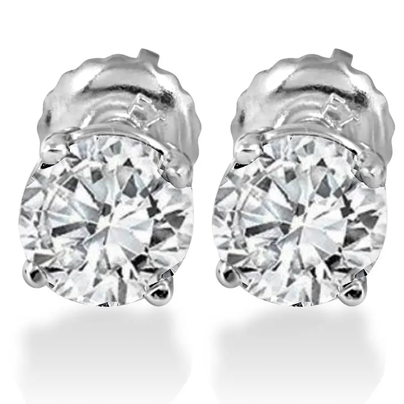1.25Ct Lab Grown Diamond Studs Screw Back 14K White Gold 1