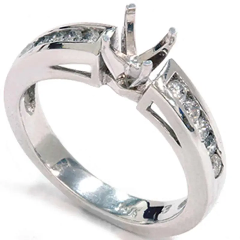 1/2Ct 14K White Gold Diamond Engagement Mount Ring Size Selectable 1