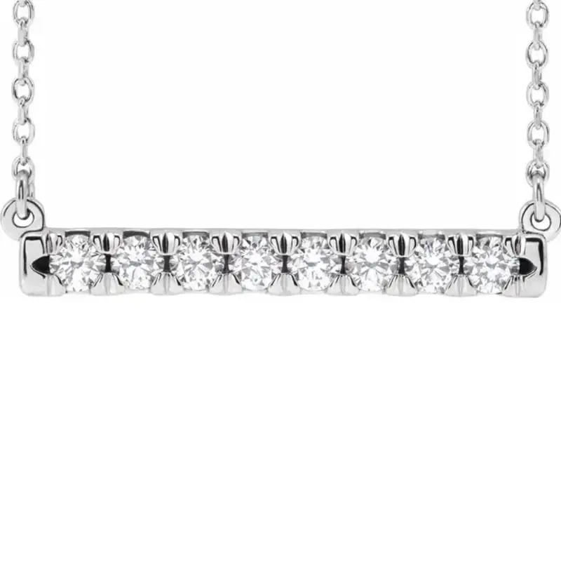1/2Ct Bar Diamond Pendant Necklace In 14K White Or Yellow Gold Lab Grown 1