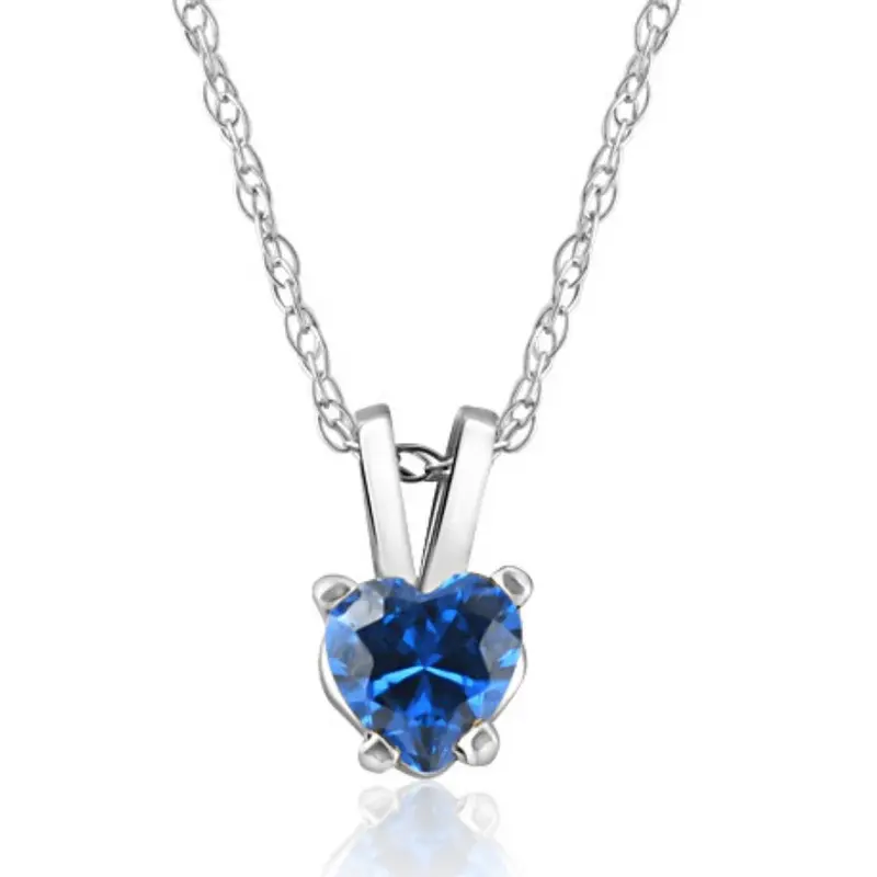 1/2Ct Blue Heart Shape Sapphire 14K White Gold 1