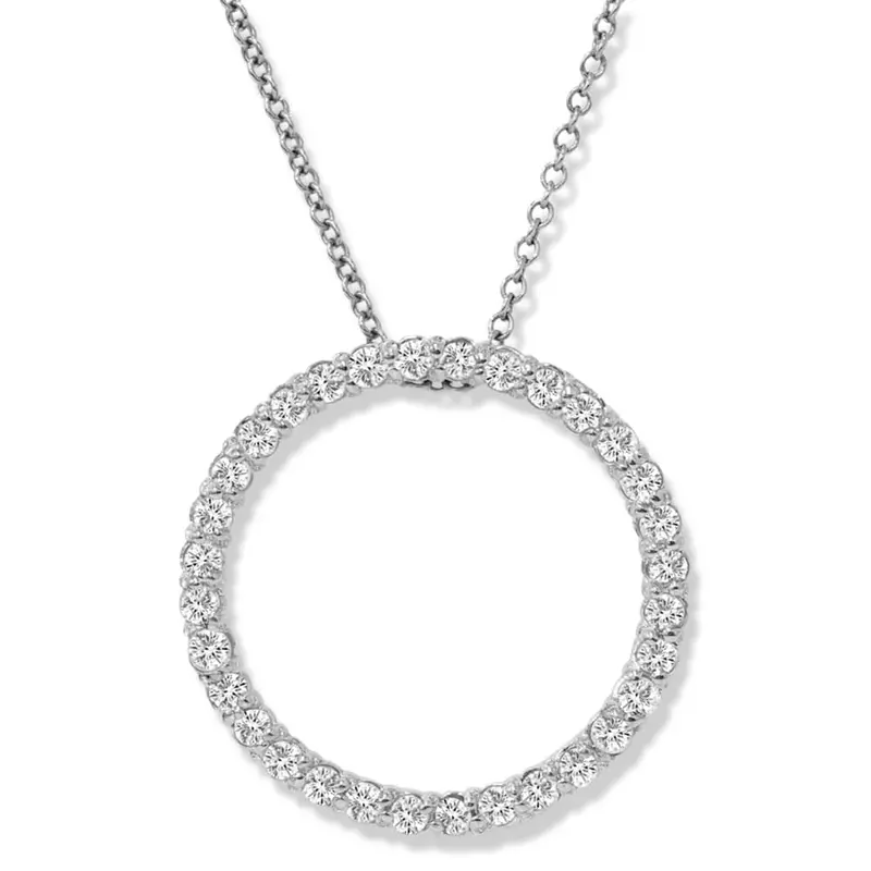 1/2Ct Circle Of Life Diamond 14K White Or Yellow Gold Pendant Necklace 1