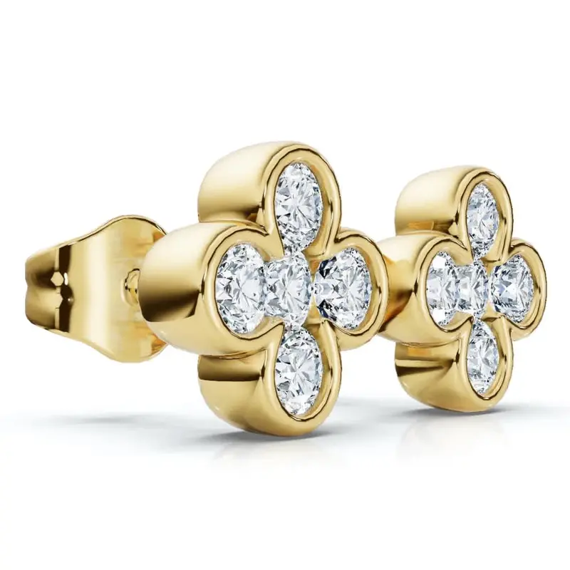 1/2Ct Diamond Bezel Earrings Women's White Or Yellow Gold Lab Grown 1