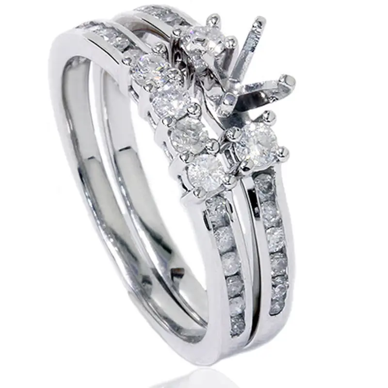 1/2Ct Diamond Engagement Wedding Ring Semi Mount 14K White Gold Size Selectable 1
