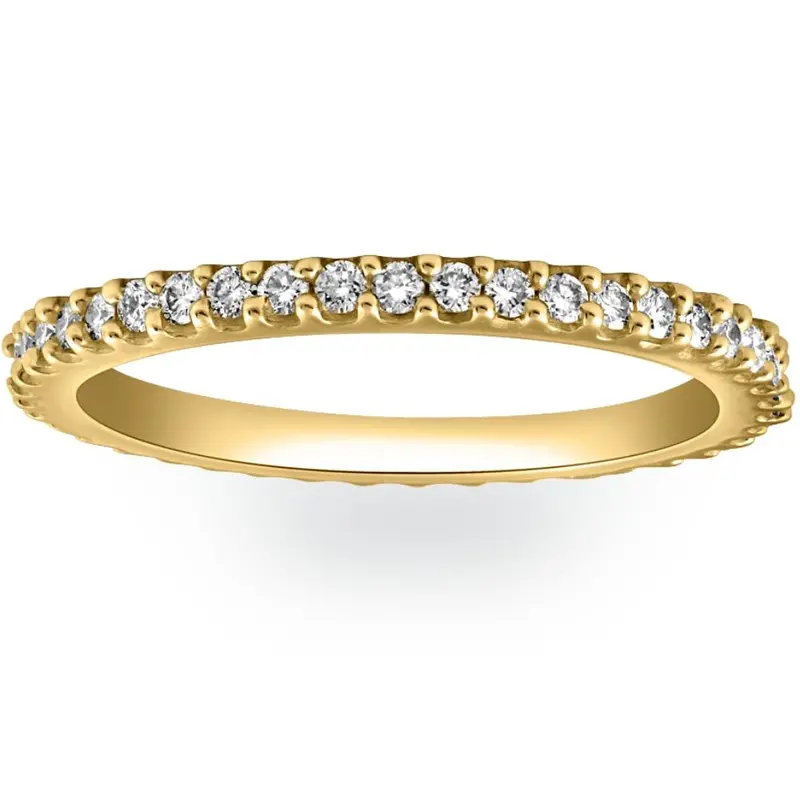 1/2Ct Diamond Eternity Ring Prong Stackable Wedding Band 14K Yellow Gold 1