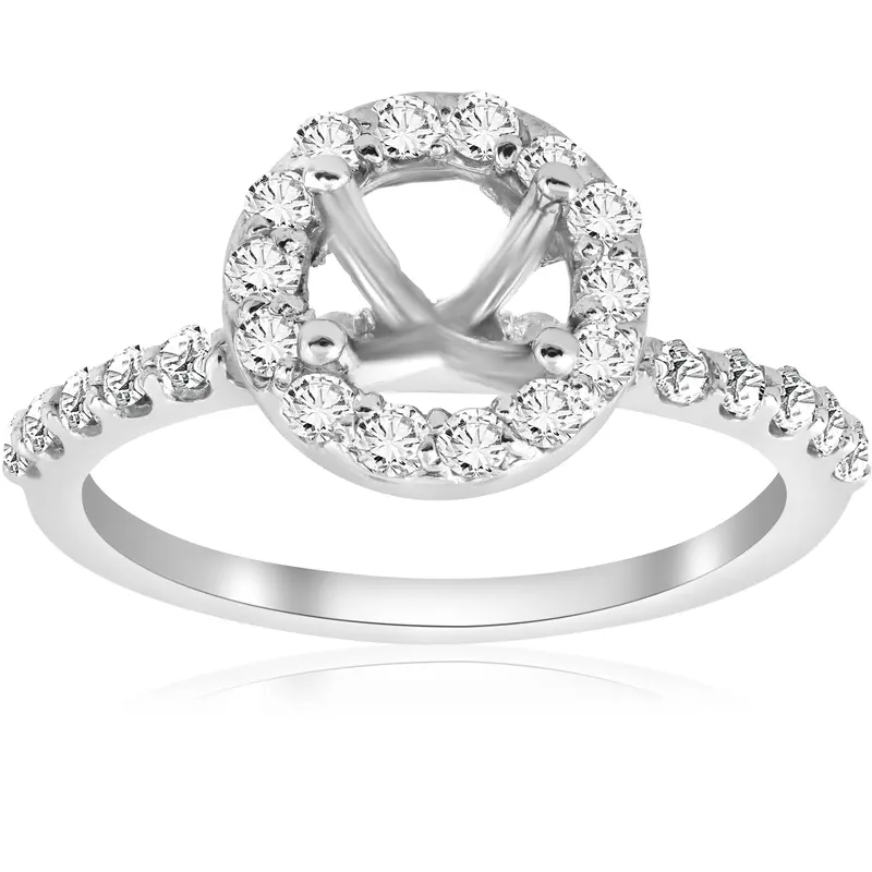 1/2Ct Diamond Halo Engagement Ring Setting 14K White Gold Size Selectable 1