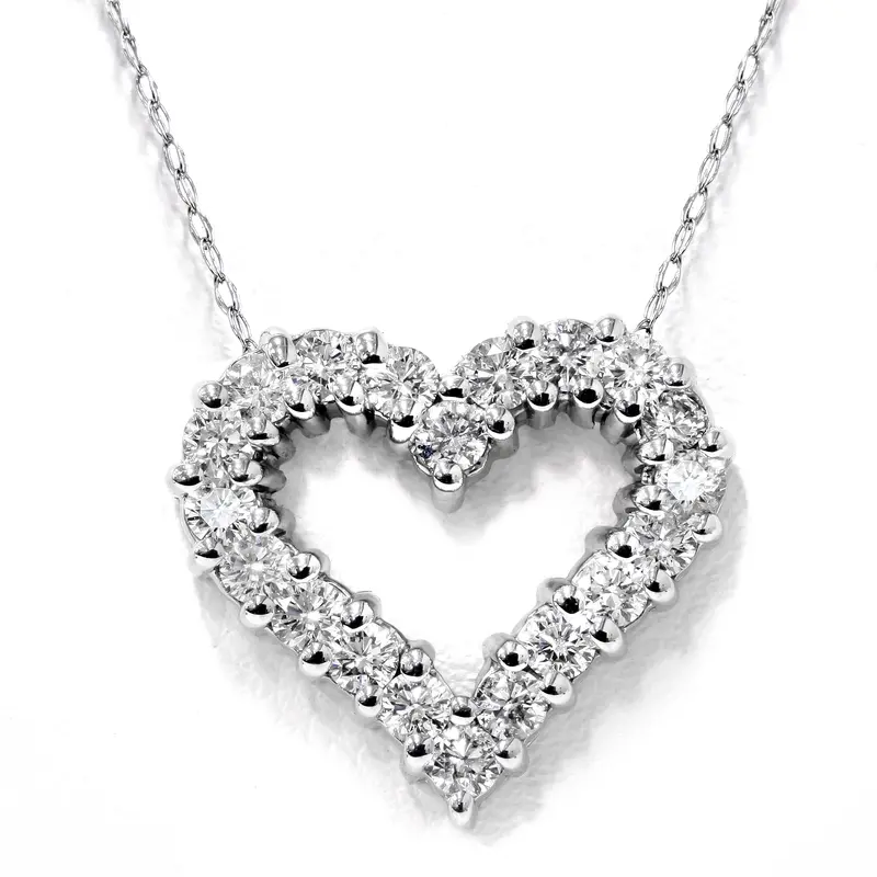 1/2Ct Diamond Heart Pendant 14K White Gold 1