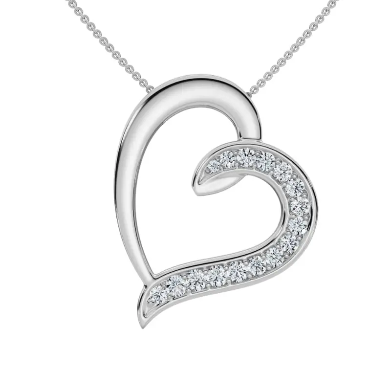 1/2Ct Diamond Heart Pendant Gold 18" Necklace Lab Grown 1
