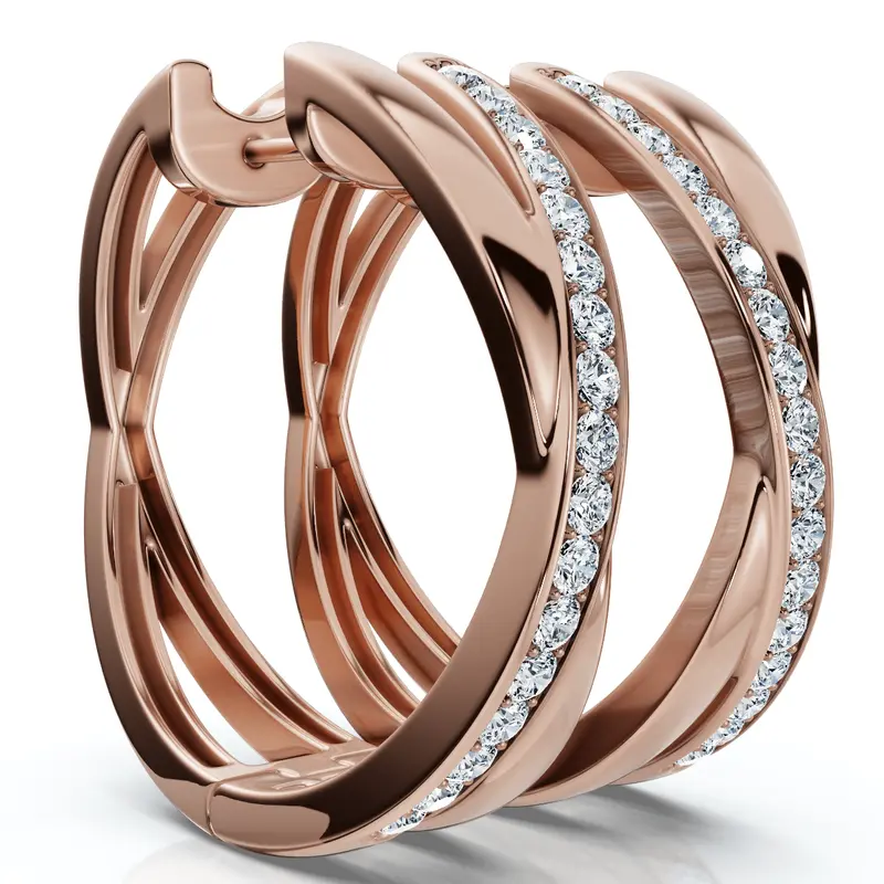 1/2Ct Diamond Hoops 1" Tall 10K Gold Lab Grown Ef/Vs 1