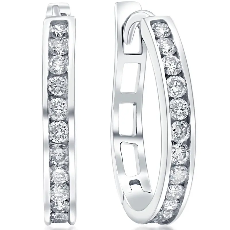 1/2Ct Diamond Hoops In 10K White Or Yellow Gold 1