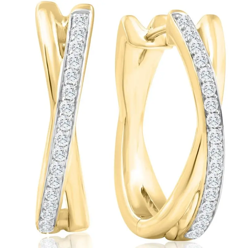 1/2Ct Diamond Hoops Yellow Gold 10Grams Lab Grown 1" Tall Women's Earrings 1