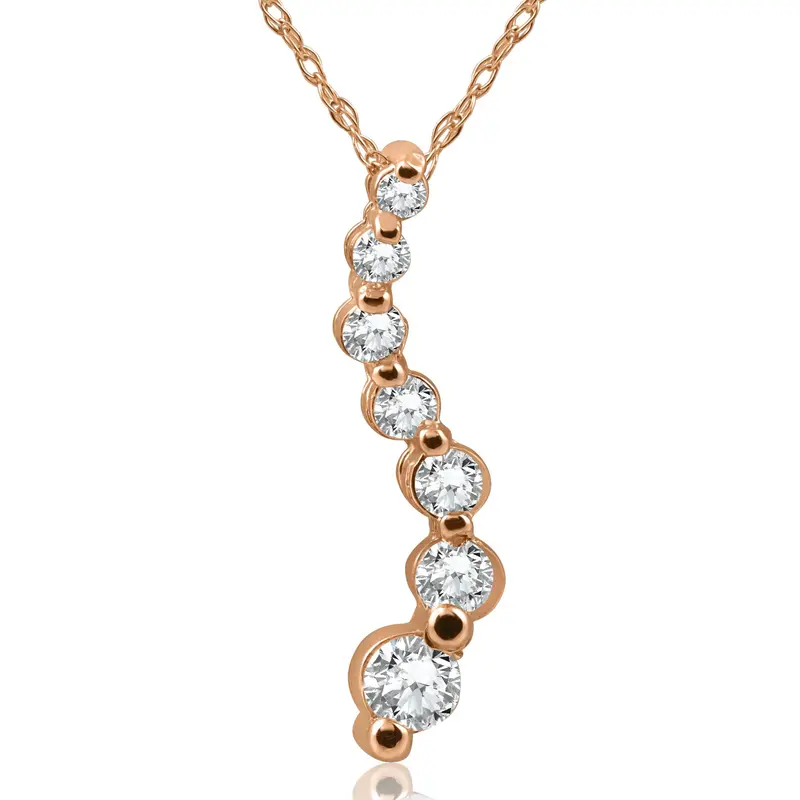 1/2Ct Diamond Journey Pendant 14K Rose Gold Womens Jewelry Necklace 1