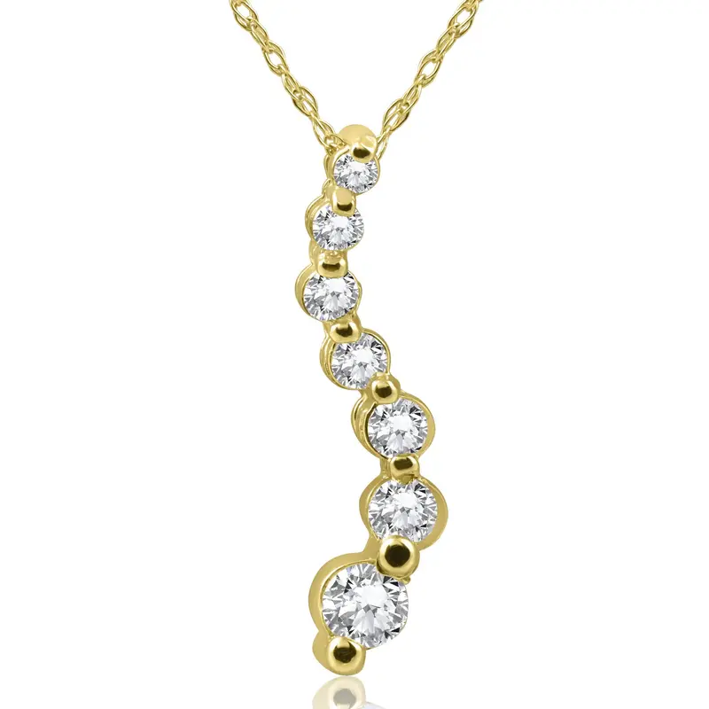 1/2Ct Diamond Journey Pendant Necklace 14K Yellow Gold 1