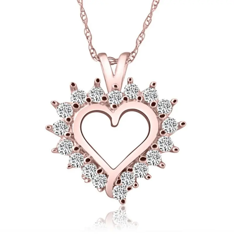 1/2Ct Diamond Petite Diamond Pendant Necklace In 14K White, Yellow, Or Rose Gold 1