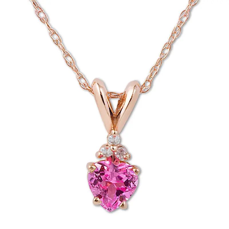 1/2Ct Diamond & Pink Sapphire Heart Pendant In 14K Yellow, White, Or Rose Gold 1
