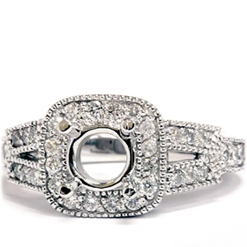 1/2Ct Diamond Semi Mount Antique Engagement Setting Size Selectable 1