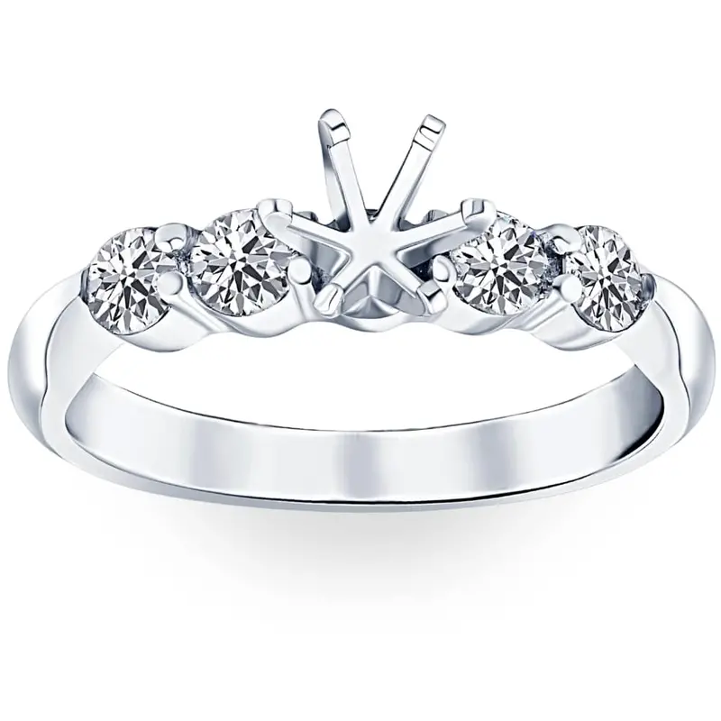 1/2Ct Diamond Semi Mount Engagement Ring 14K White Gold Round Setting Size Selectable 1
