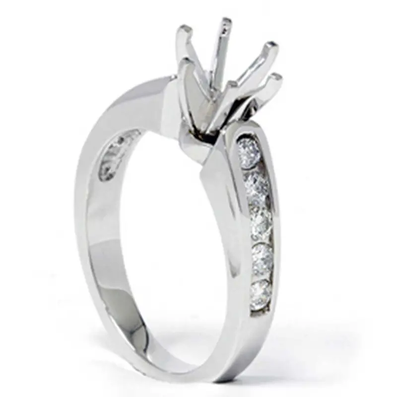 1/2Ct Diamond Semi Mount Engagement Ring 14K White Gold Size Selectable 1