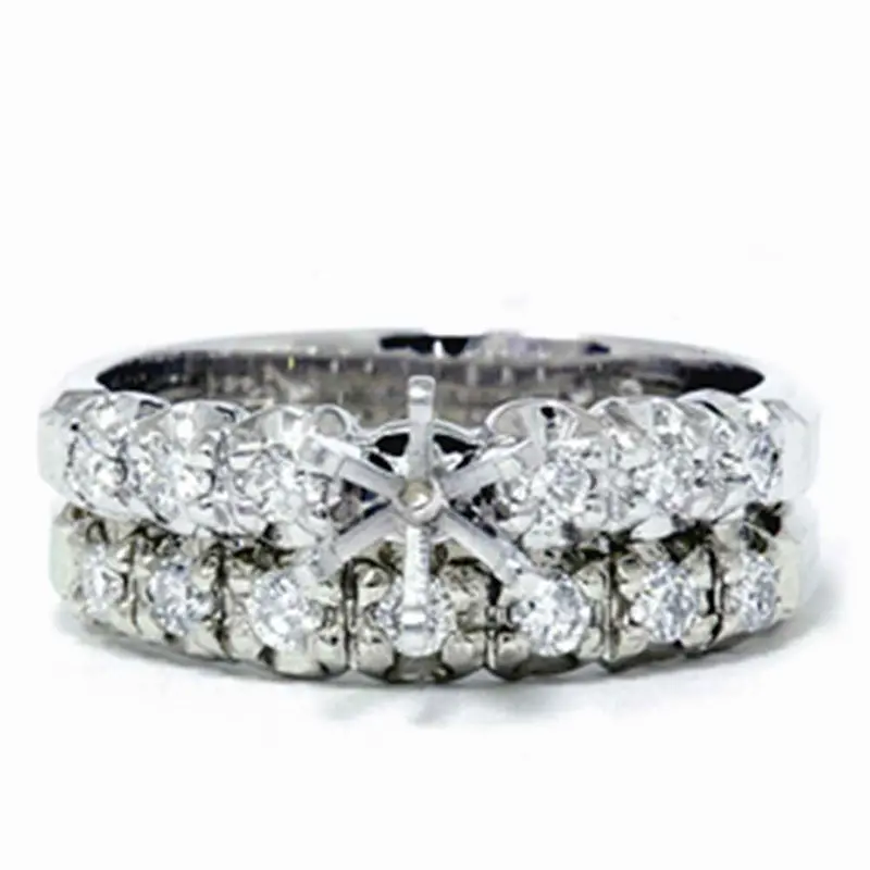 1/2Ct Diamond Semi Mount Engagement Wedding Ring Set Size Selectable 1