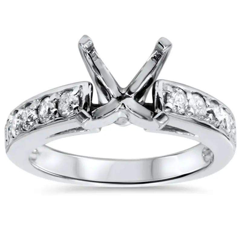 1/2Ct Diamond Semi Mount Ring 14K White Gold Size: 8 1