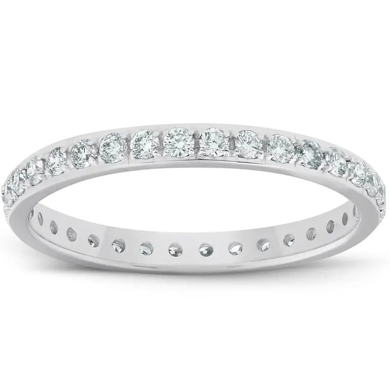 1/2Ct Diamond Wedding Ring Womens Eternity Band 10K White Gold 1