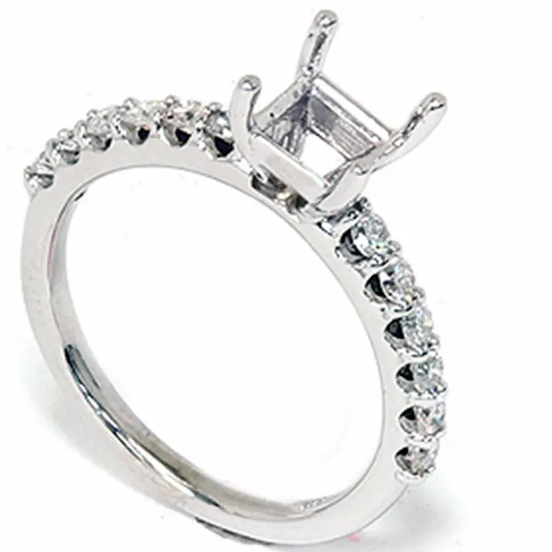 1/2Ct Half Eternity Diamond Ring Setting 14K White Gold Size Selectable 1