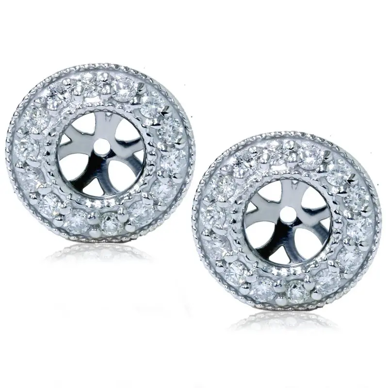1/2Ct Halo Diamond Earring Jackets 14K White Gold (2-5Mm) 1