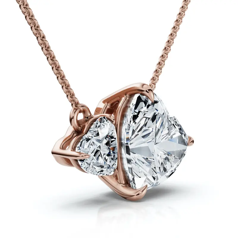 1/2Ct Heart Cut Toi Et Moi Forever Us Pendant 14K Gold Lab Grown 1