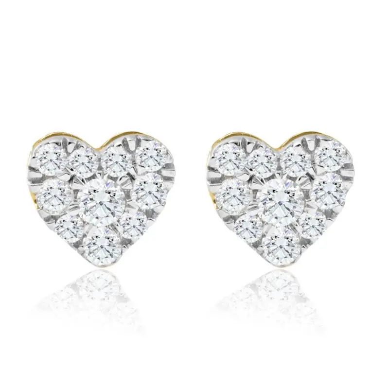1/2Ct Heart Shape Diamond Studs Yellow Gold Lab Grown 7Mm Women's Earrings 1