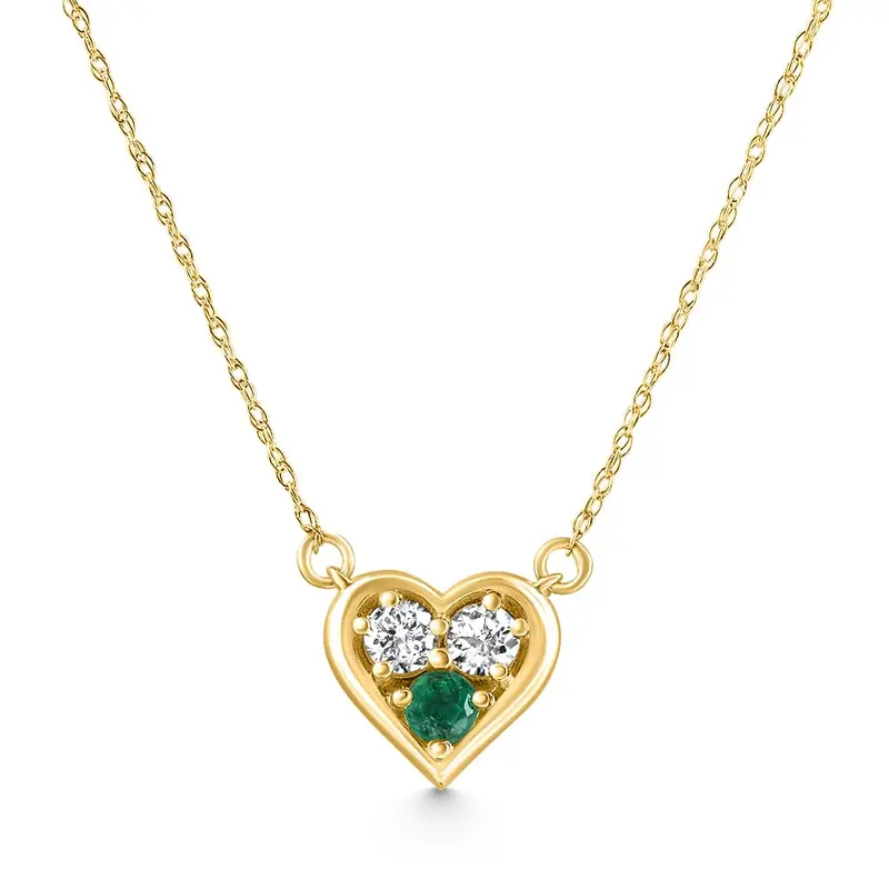 1/2Ct Heart Shape Emerald & Diamond Pendant 10K Gold Women's Necklace Lab Grown 1