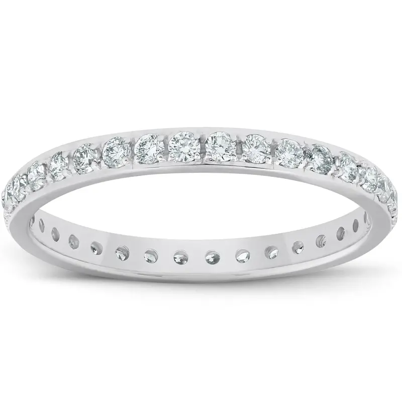1/2Ct Lab Grown Created Diamond Wedding Ring Womens Eternity Band 10K White Gold 1