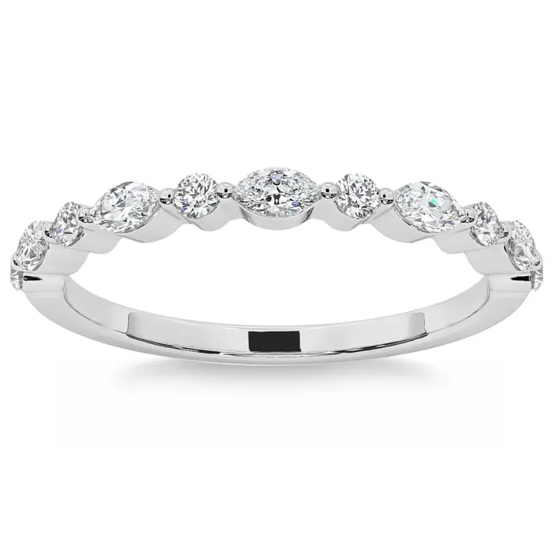 1/2Ct Marquise Cut Wedding Ring Anniversary Band 14K Gold Lab Grown 1