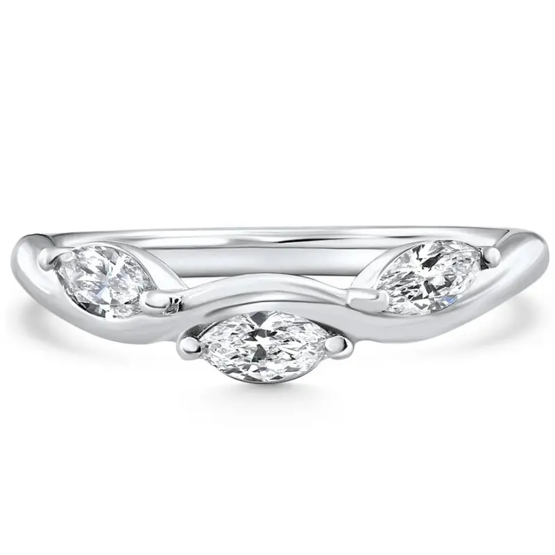 1/2Ct Marquise Diamond Contour Wedding Guard Ring Womens Band 14K Gold Lab Grown 1