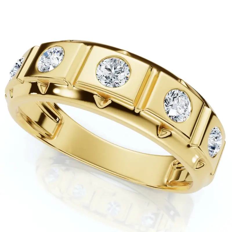 1/2Ct Men's Diamond High Polish Wedding Ring Lab Grown Anniversary Band 1