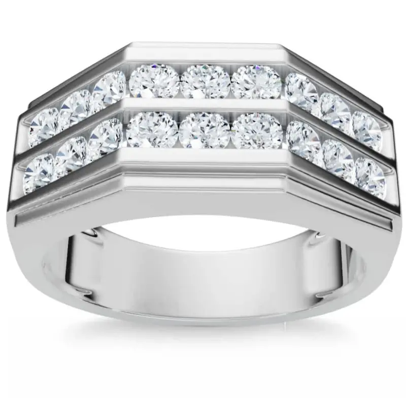 1/2Ct Men's Diamond High Polished Wedding Ring Lab Grown Anniversary Band 1