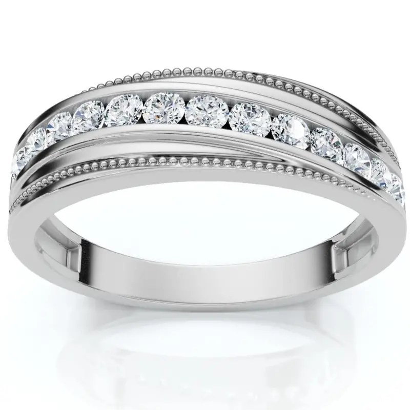 1/2Ct Men's Diamond Wedding Anniversary Ring 10K Gold Lab Grown Channel Set 1