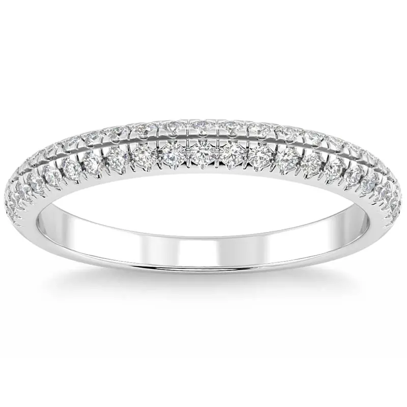 1/2Ct Pave Diamond Wedding Ring 14K Gold Stackable Band Lab Grown 1
