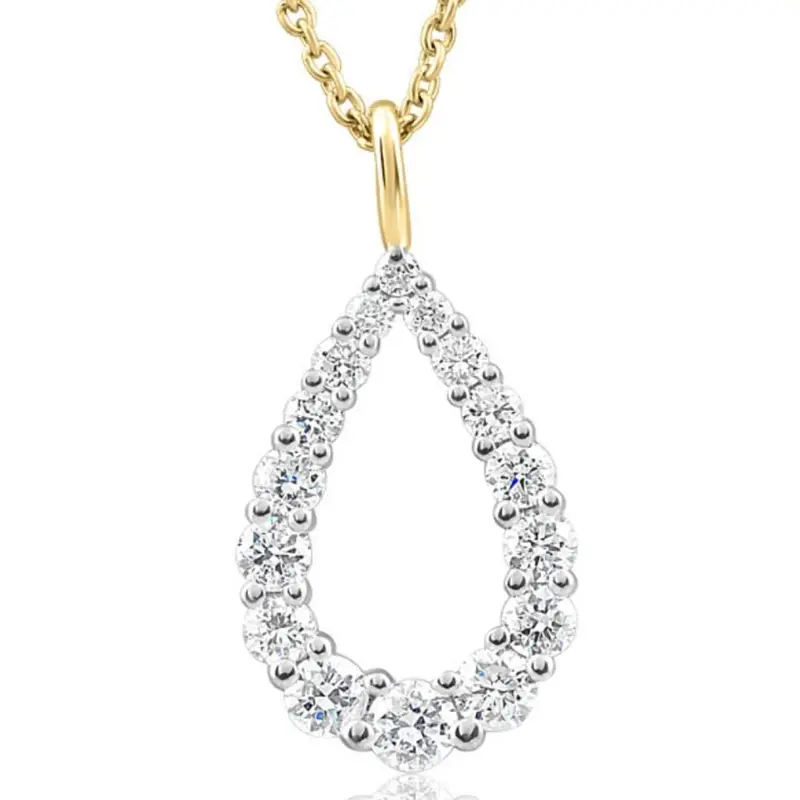 1/2Ct Pear Shape Lab Grown Diamond Pendant 10K White Or Yellow Gold Necklace 1