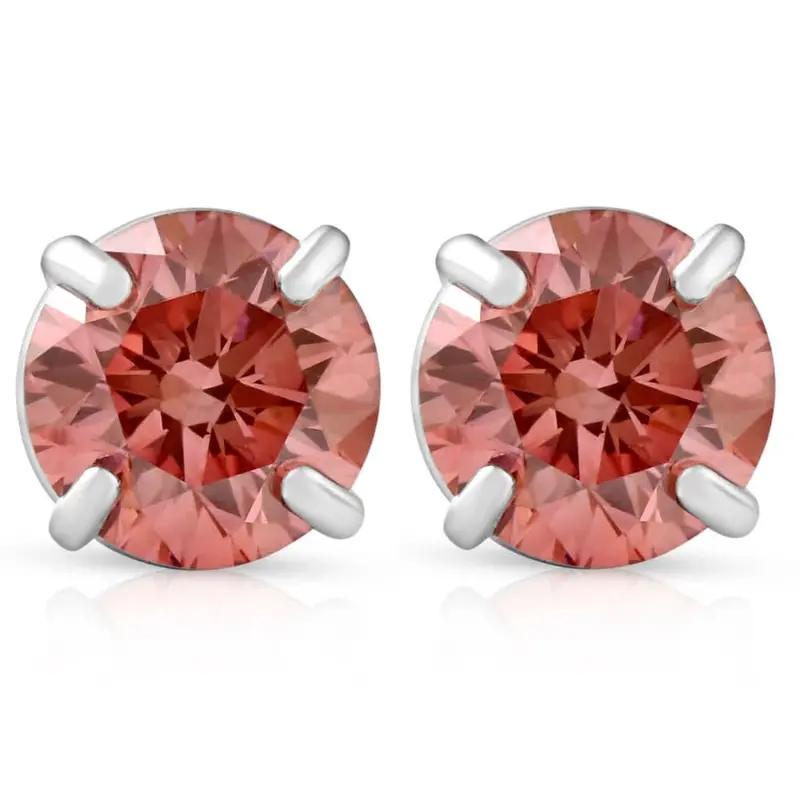 1/2Ct Pink Lab Grown Diamond Screw Back Studs Earrings 14K White Gold 1