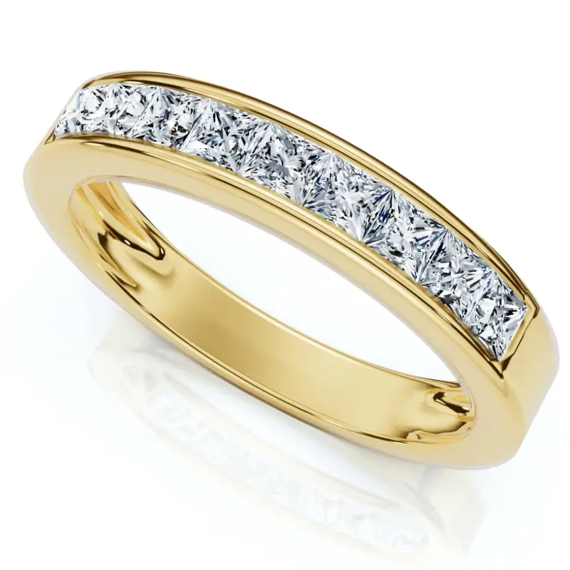 1/2Ct Princess Cut Diamond Wedding Ring 14K Gold Channel Set Lab Grown 1