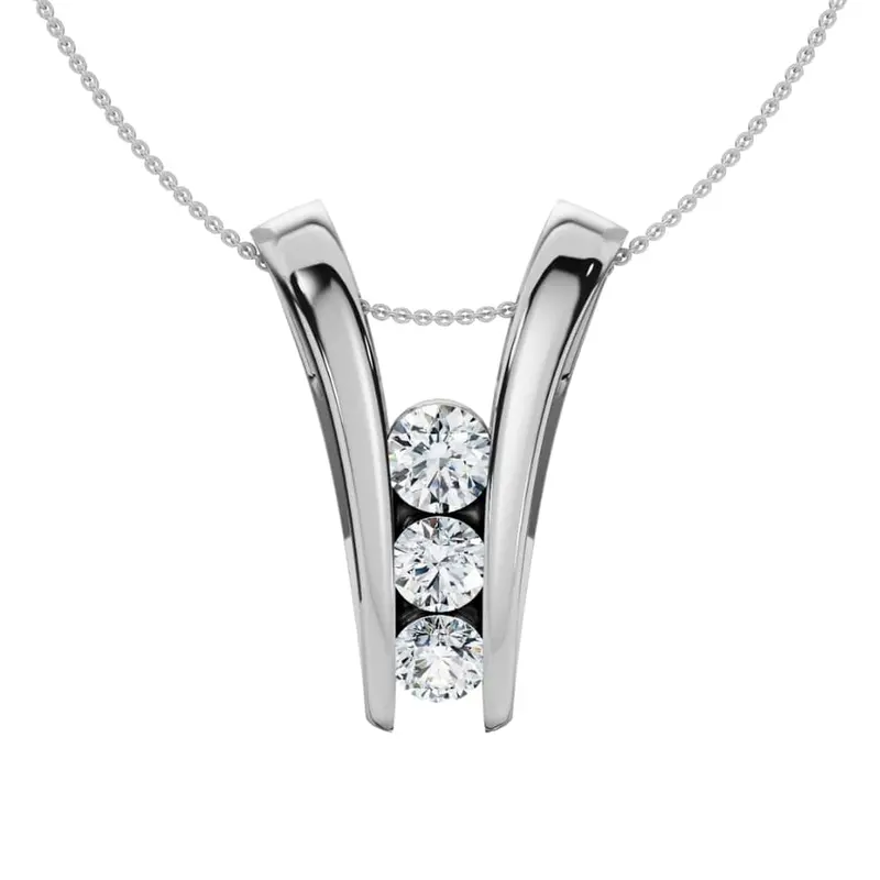1/2Ct Three Stone Diamond Pendant Gold Women's 18" Necklace Lab Grown 1