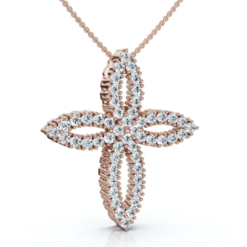 1/2Ct Tw Diamond Cross Religious 10K Gold Lab Grown 18" Necklace 1