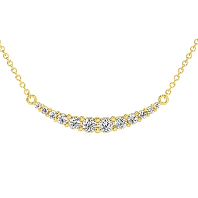 1/2Ct Tw Diamond Graduated Bar Necklace 14K Gold Lab Grown Pendant 28Mm 1