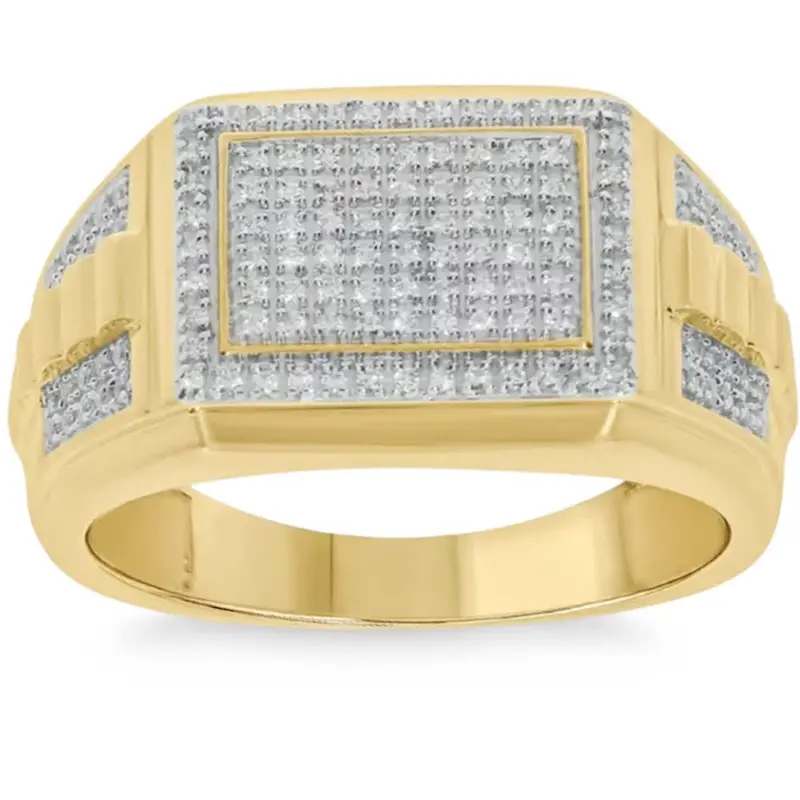1/2Ct Tw Diamond Men's Ring 10K Yellow Gold 9Mm Wide 1